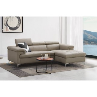 Canapé d'angle en cuir italien de luxe 5 places DILO, beige, angle droit