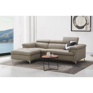 - Canapé d'angle en cuir italien de luxe 5 places DILO, beige, angle gauche