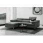 - Canapé d'angle en cuir buffle italien de luxe 5 places DILO, gris foncé, angle gauche - Canapé d'angle en cuir buffle italien de luxe 5 places DILO, gris foncé, angle gauche