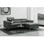 Canapé d'angle en cuir italien de luxe 5 places DILO, gris foncé, angle droit Canapé d'angle en cuir italien de luxe 5 places DILO, gris foncé, angle droit