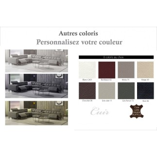 2eme PAIEMENT DE LA COMMANDE: Canapé d'angle avec 2 relax électriques en cuir de buffle italien de luxe, 8 places monaco, person