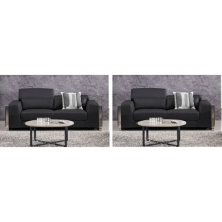 1er paiement de la commande: Ensemble de 2 canapés 3 places en cuir italien buffle luxy, noir, 6x sans frais, total commande: 19