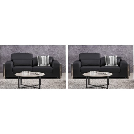 1er paiement de la commande: Ensemble de 2 canapés 3 places en cuir italien buffle luxy, noir, 6x sans frais, total commande: 19