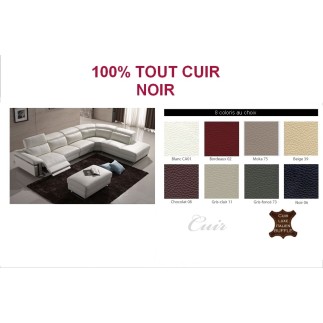 récapitulatif commande: Canapé d'angle relax en 100% TOUT cuir véritable buffle italien, de luxe relaxino, noir, angle droit, 6x