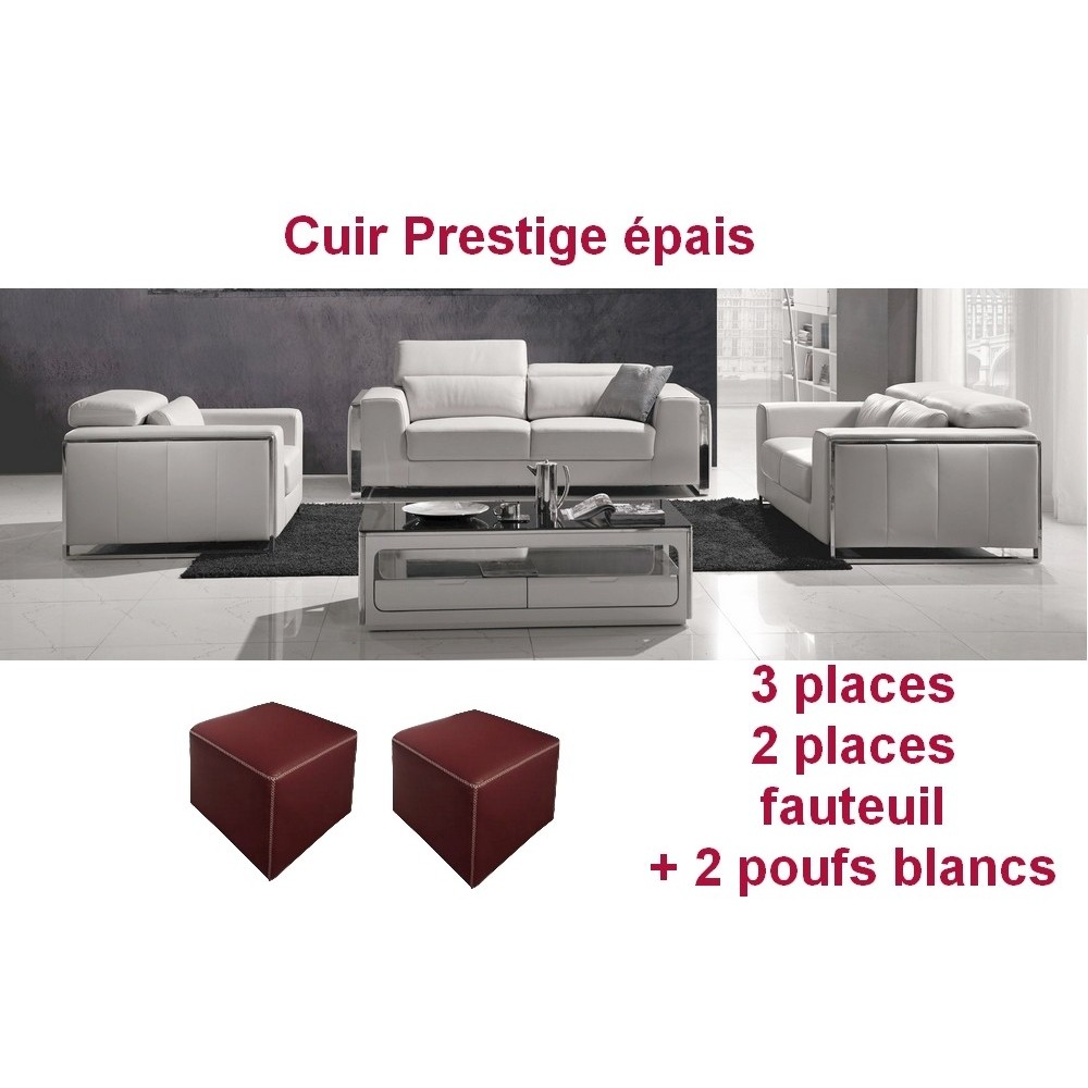 Récapitulatif: ensemble Luxy en cuir haut de gamme italien de buffle, vénésetti; 3 places + 2 places + fauteuil. cuir prestigle