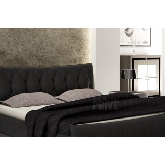 Lit en cuir italien de luxe CAMILLE, noir, 140x190