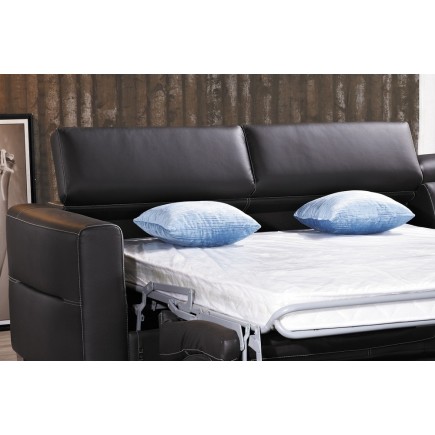Canapé d'angle convertible en cuir de buffle italien de luxe 5 places ANTHONY, BLANC, angle droit, angle gauche