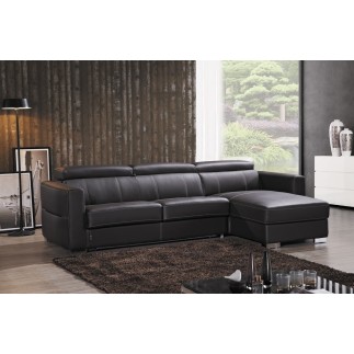 Canapé d'angle convertible en cuir de buffle italien de luxe 5 places ANTHONY, BLANC, angle droit