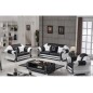 Ensemble canapé 3 places et 2 places et fauteuil en cuir italien cachette LUXOR, noir et blanc Ensemble canapé 3 places et 2 places et fauteuil en cuir italien cachette LUXOR, noir et blanc