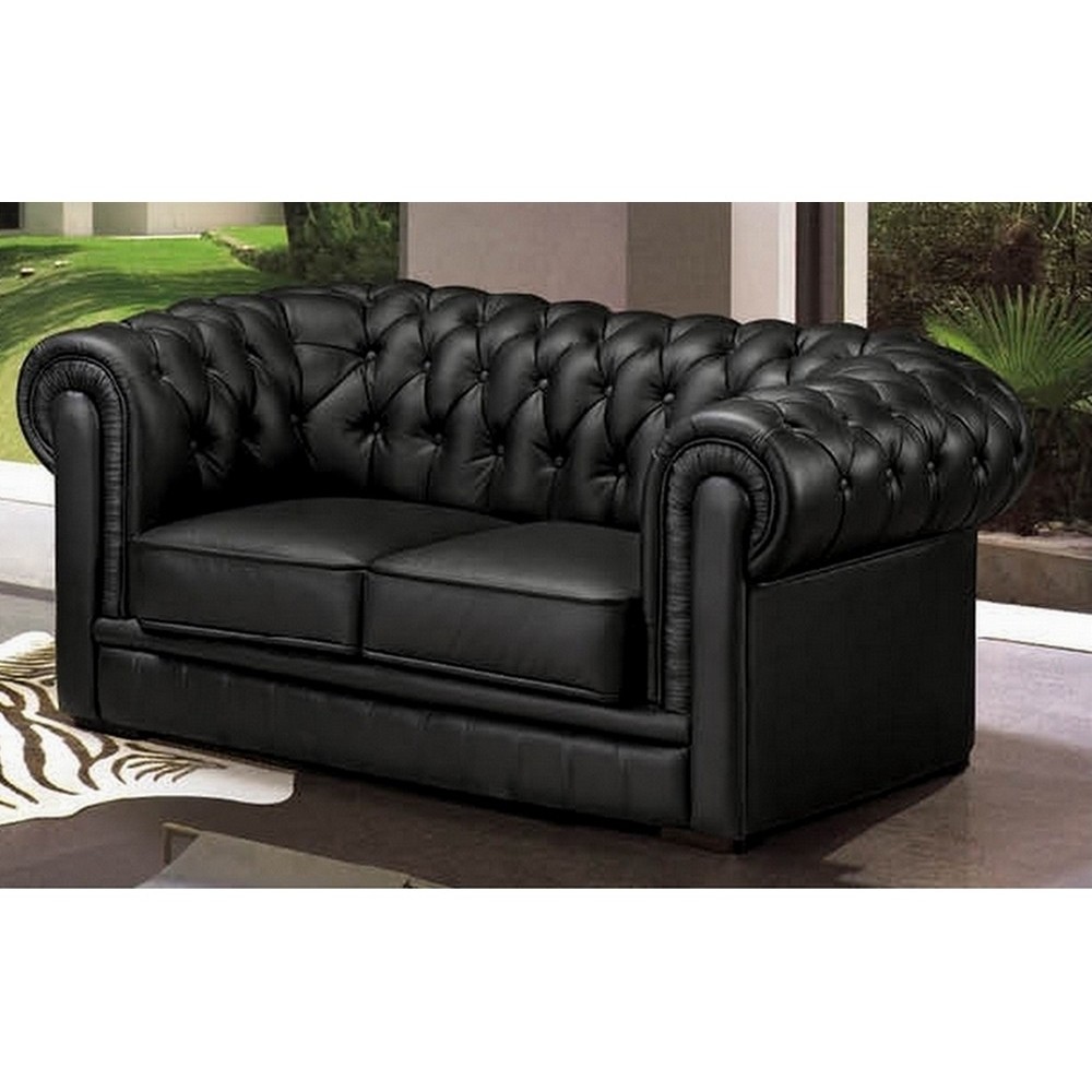 Récapitulatif: Canapé CHESTERFIELD II, 3 places en cuir haut de gamme italien. Canapé 3 places Noir N°366 - Casanoti, 6x sans fr
