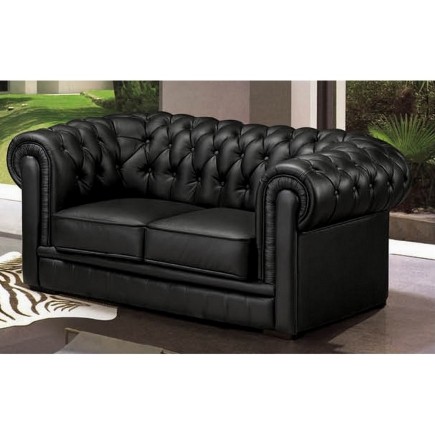 Récapitulatif: Canapé CHESTERFIELD II, 3 places en cuir haut de gamme italien. Canapé 3 places Noir N°366 - Casanoti, 6x sans fr