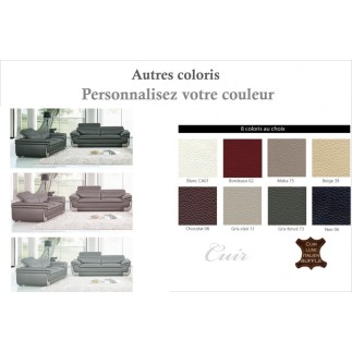 3eme paiement DE LA COMMANDE: Ensemble canapé 3 places et 2 places en cuir italien buffle italina, couleurs personnalisées gris