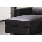 .Canapé d'angle convertible en cuir de buffle italien de luxe 5 places ANTHONY, chocolat, surpiqure chocolat, angle gauche