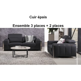 1er paiement de la commande: cuir haut de gamme italien de Buffle, Vénésetti; ensemble 3 places + 2 places. Cuir Prestigle luxe