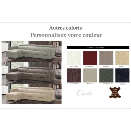 Paiement partiel par Paypal en 3x, de la commande: Canapé d'angle convertible en cuir de buffle italien de luxe 5 places ANTHONY