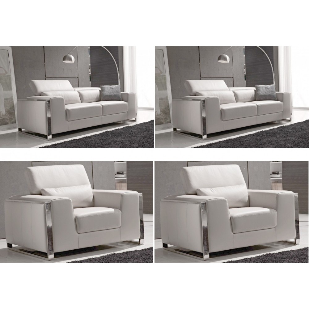 Paiement en 4x par Paypal, Commande composée de 2 Canapés 3 places et de 2 fauteuils une place en cuir italien buffle luxy, blan Paiement en 4x par Paypal, Commande composée de 2 Canapés 3 places et de 2 fauteuils une place en cuir italien buffle luxy, blan