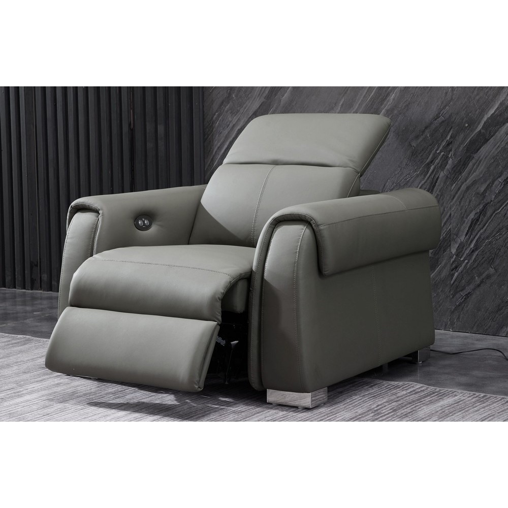 fauteuil 1 place avec 1 relax électrique en cuir italien buffle TOPRELAX, gris foncé fauteuil 1 place avec 1 relax électrique en cuir italien buffle TOPRELAX, gris foncé