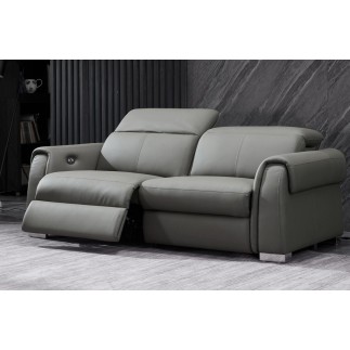 Ensemble avec 5 relax électriques; Canapé 3 places et 2 places et fauteuil 1 place en cuir italien buffle TOPRELAX, gris foncé
