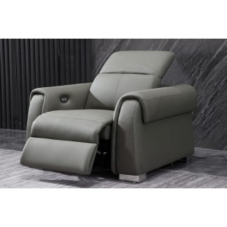 Ensemble avec 5 relax électriques; Canapé 3 places et 2 places et fauteuil 1 place en cuir italien buffle TOPRELAX, gris foncé