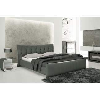 Lit en cuir italien de luxe CAMILLE, gris foncé.