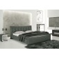 Lit en cuir italien de luxe CAMILLE, gris foncé, 180x200