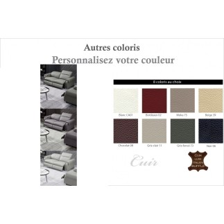 Canapé 3 places avec 2 relax électriques en cuir italien buffle TOPRELAX, couleur personnalisée