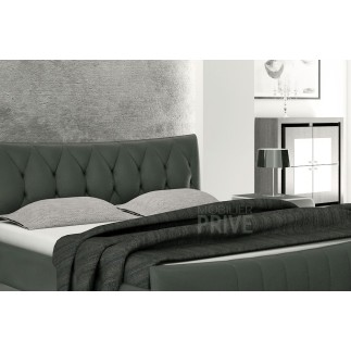 Lit en cuir italien de luxe CAMILLE, gris foncé, 160x200