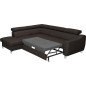 - Canapé d'angle convertible en cuir italien de luxe 5 places ASTRID, chocolat, angle gauche