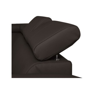 - Canapé d'angle convertible en cuir italien de luxe 5 places ASTRID, chocolat, angle gauche