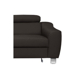 - Canapé d'angle convertible en cuir italien de luxe 5 places ASTRID, chocolat, angle gauche