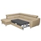 - Canapé d'angle convertible en cuir italien de luxe 5 places ASTRID, beige, angle gauche - Canapé d'angle convertible en cuir italien de luxe 5 places ASTRID, beige, angle gauche