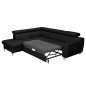 Canapé d'angle convertible en cuir italien de luxe 5 places ASTRID, noir, angle gauche