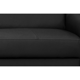 Canapé d'angle convertible en cuir italien de luxe 5 places ASTRID, noir, angle gauche