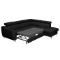 Canapé d'angle convertible en cuir italien de luxe 5 places ASTRID, noir, angle droit