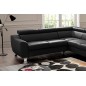 Canapé d'angle convertible en cuir italien de luxe 5 places ASTRID, noir, angle droit