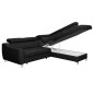 Canapé d'angle convertible en cuir italien de luxe 5 places ASTRID, noir, angle droit