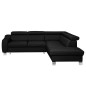 Canapé d'angle convertible en cuir italien de luxe 5 places ASTRID, noir, angle droit