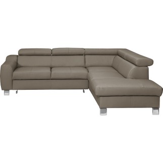 Canapé d'angle convertible en cuir italien de luxe 5 places ASTRID, taupe, angle droit
