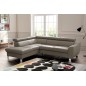 Canapé d'angle convertible en cuir italien de luxe 5 places ASTRID, taupe, angle gauche Canapé d'angle convertible en cuir italien de luxe 5 places ASTRID, taupe, angle gauche