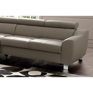 Canapé d'angle convertible en cuir italien de luxe 5 places ASTRID, taupe, angle gauche