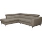 Canapé d'angle convertible en cuir italien de luxe 5 places ASTRID, taupe, angle gauche Canapé d'angle convertible en cuir italien de luxe 5 places ASTRID, taupe, angle gauche
