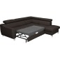 Canapé d'angle convertible en cuir italien de luxe 5 places ASTRID, chocolat, angle droit