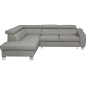 Canapé d'angle convertible en cuir italien de luxe 5 places ASTRID, gris clair, angle gauche Canapé d'angle convertible en cuir italien de luxe 5 places ASTRID, gris clair, angle gauche