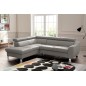 Canapé d'angle convertible en cuir italien de luxe 5 places ASTRID, gris clair, angle gauche Canapé d'angle convertible en cuir italien de luxe 5 places ASTRID, gris clair, angle gauche