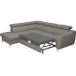 Canapé d'angle convertible en cuir italien de luxe 5 places ASTRID, gris clair, angle gauche Canapé d'angle convertible en cuir italien de luxe 5 places ASTRID, gris clair, angle gauche