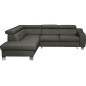 Canapé d'angle convertible en cuir italien de luxe 5 places ASTRID, gris foncé, angle gauche Canapé d'angle convertible en cuir italien de luxe 5 places ASTRID, gris foncé, angle gauche