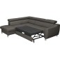 Canapé d'angle convertible en cuir italien de luxe 5 places ASTRID, gris foncé, angle gauche Canapé d'angle convertible en cuir italien de luxe 5 places ASTRID, gris foncé, angle gauche