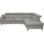 Canapé d'angle convertible en cuir italien de luxe 5 places ASTRID, gris clair, angle droit Canapé d'angle convertible en cuir italien de luxe 5 places ASTRID, gris clair, angle droit