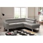 Canapé d'angle convertible en cuir italien de luxe 5 places ASTRID, gris clair, angle droit Canapé d'angle convertible en cuir italien de luxe 5 places ASTRID, gris clair, angle droit