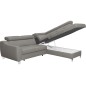 Canapé d'angle convertible en cuir italien de luxe 5 places ASTRID, gris clair, angle droit Canapé d'angle convertible en cuir italien de luxe 5 places ASTRID, gris clair, angle droit